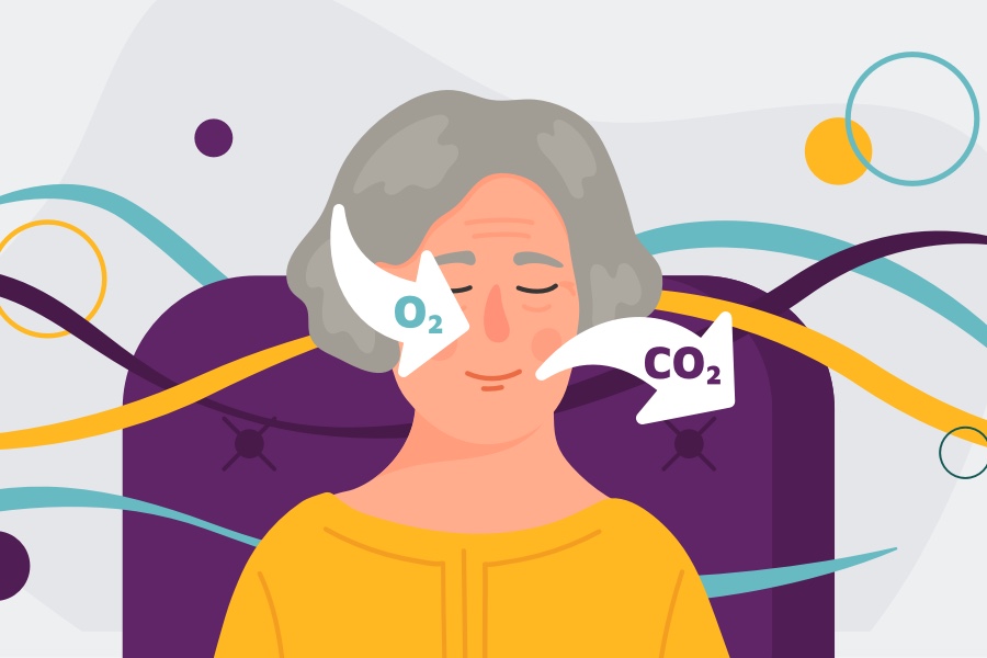 Illustration of a woman breathing
