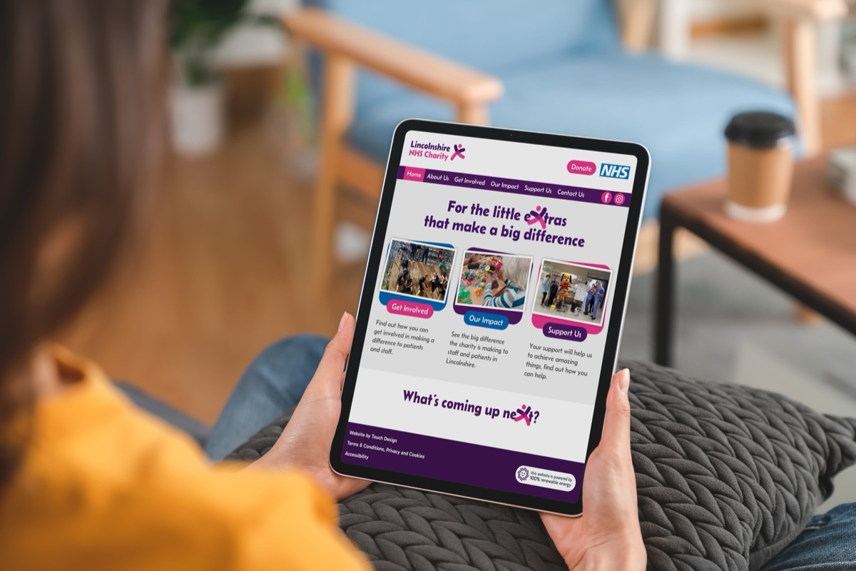 Lincs Charity website on a tablet