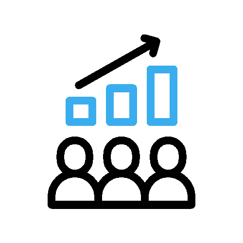 Animated depiction of a graph with and arrow pointing up to the right