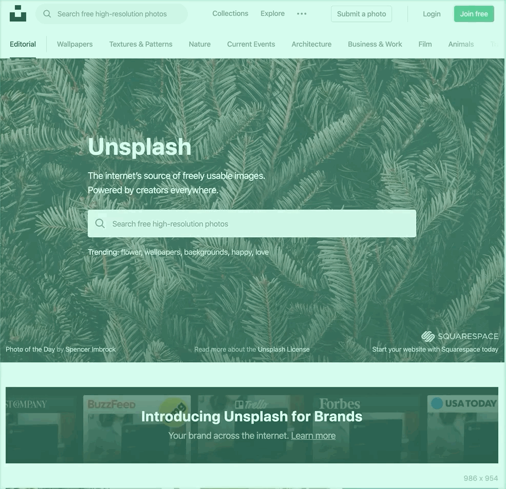 Unsplash scrolling gif