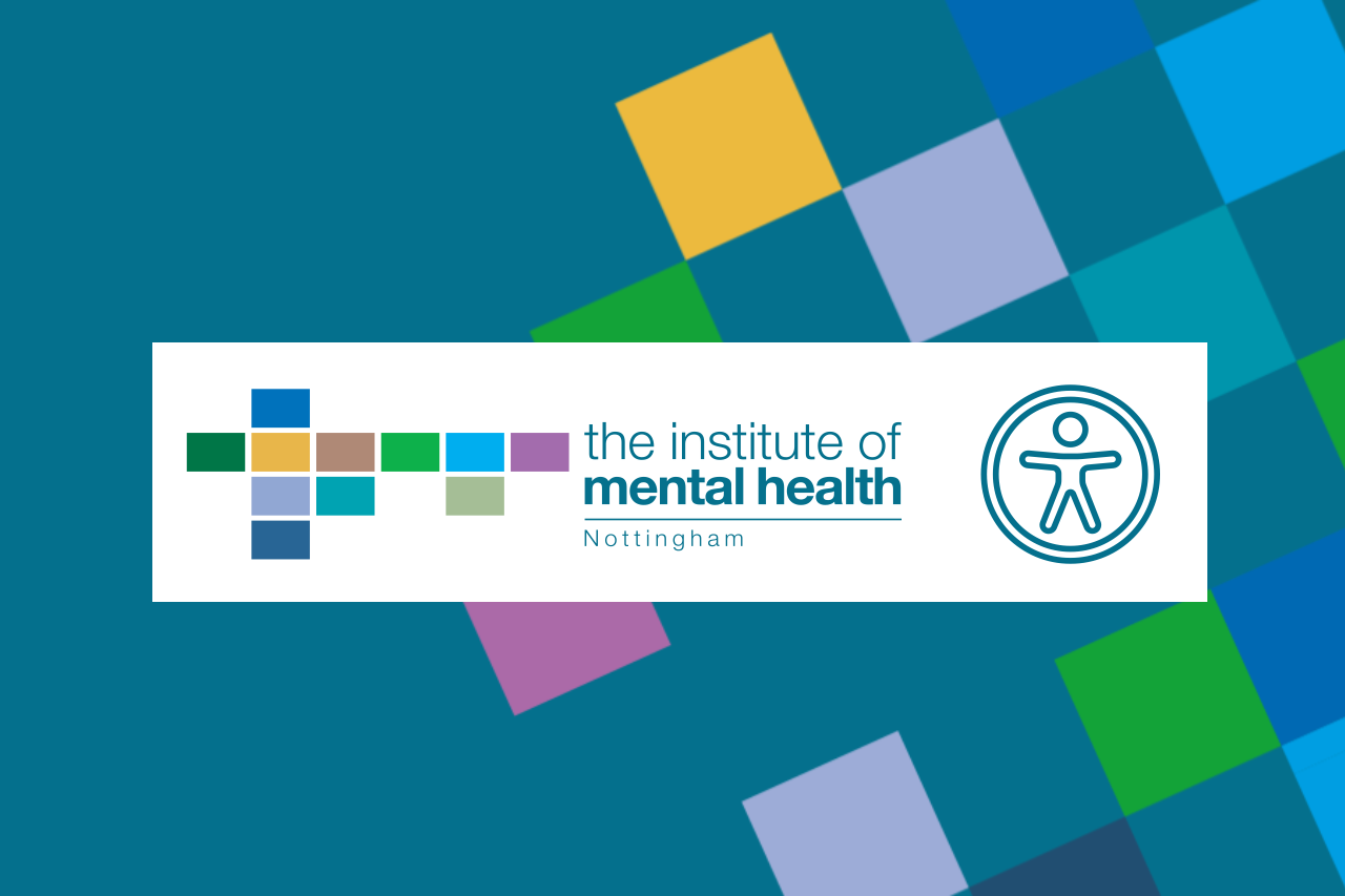 Banner of the IMH logo and an accessibility icon over a background of colourful squares